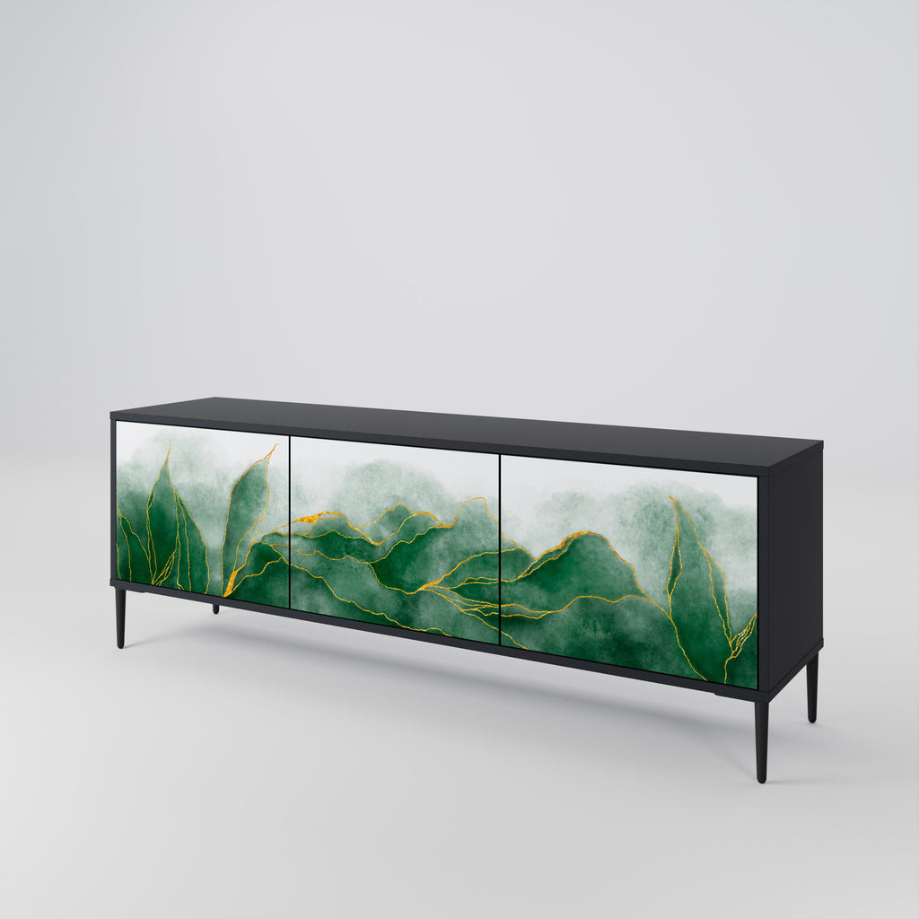 Meuble TV 3 portes EXPENSIVE NATURE en finition noire