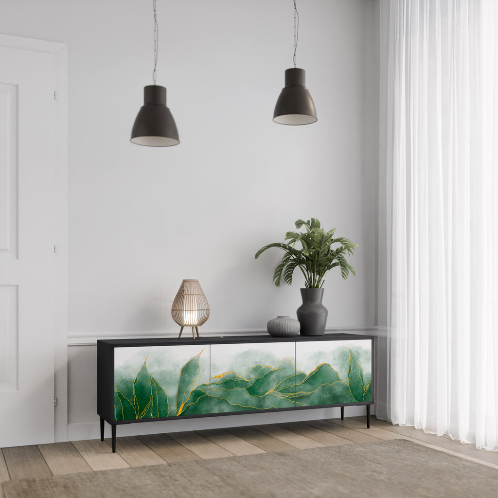 Meuble TV 3 portes EXPENSIVE NATURE en finition noire