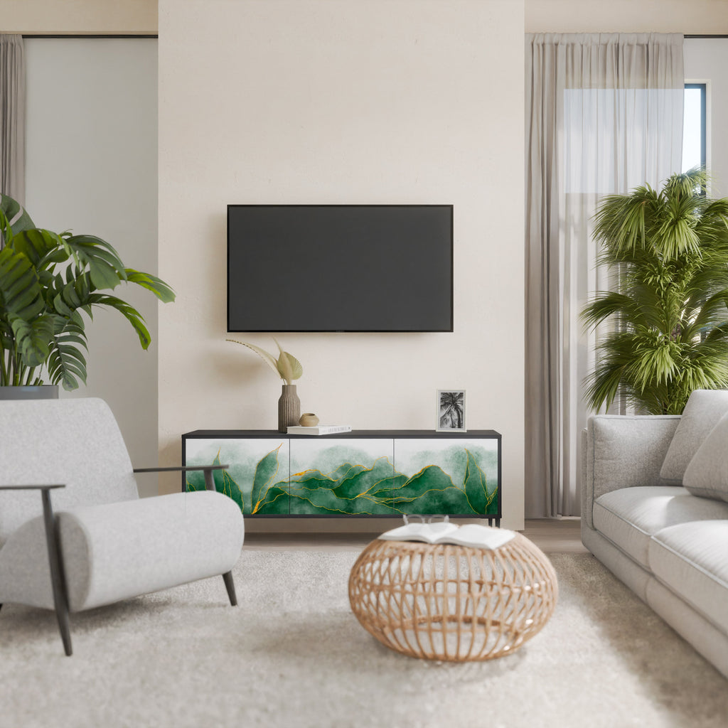 Meuble TV 3 portes EXPENSIVE NATURE en finition noire