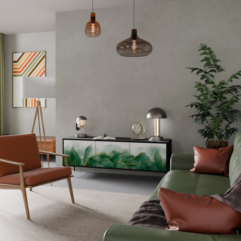 Meuble TV 3 portes EXPENSIVE NATURE en finition noire