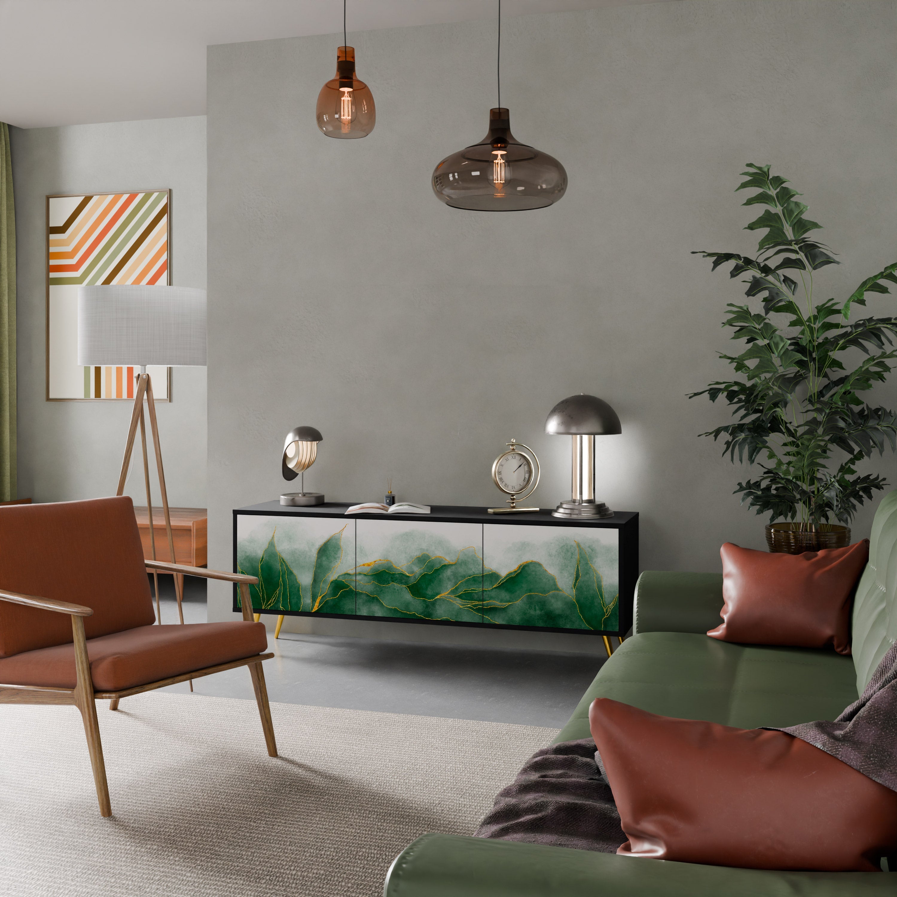 Meuble TV 3 portes EXPENSIVE NATURE en finition noire