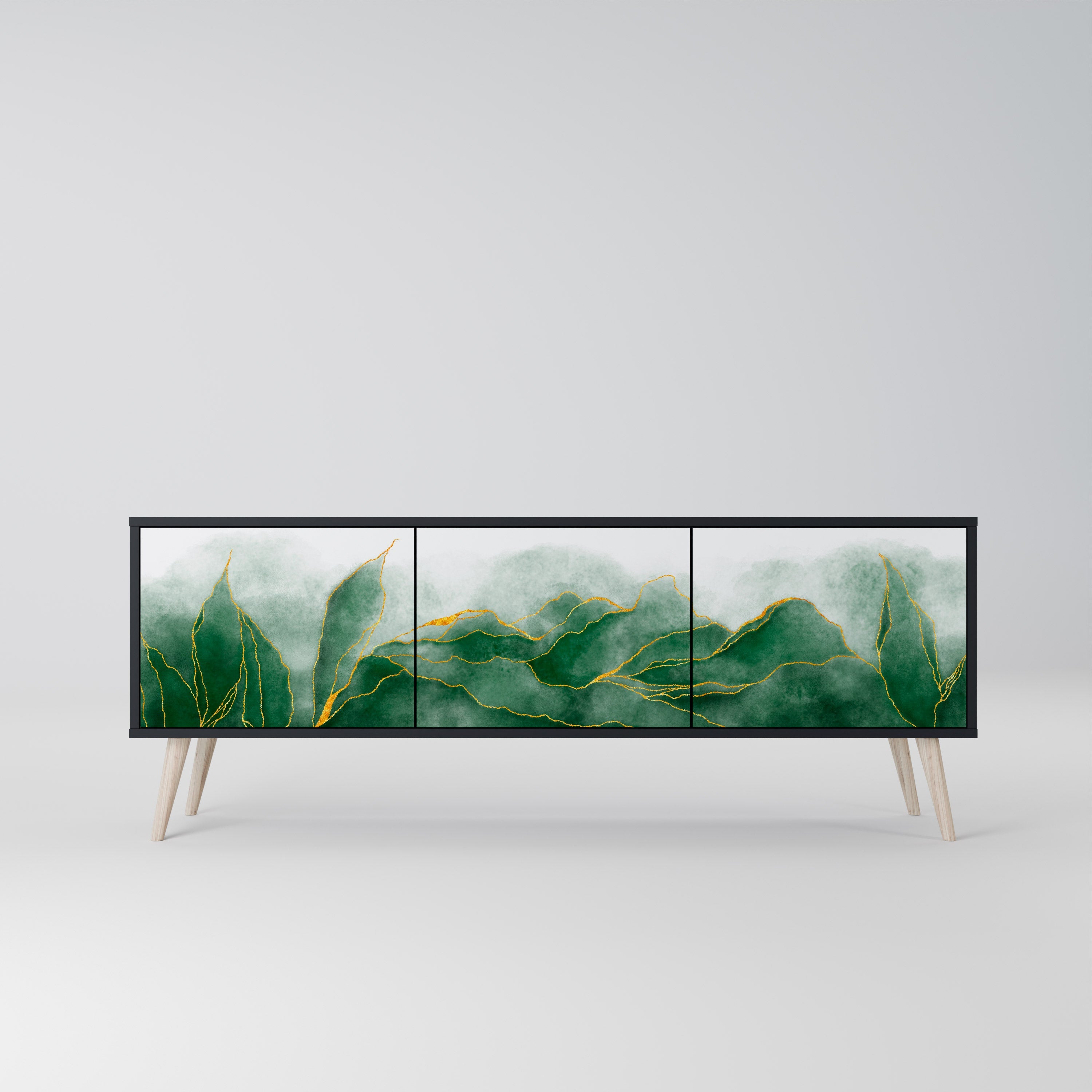 Meuble TV 3 portes EXPENSIVE NATURE en finition noire