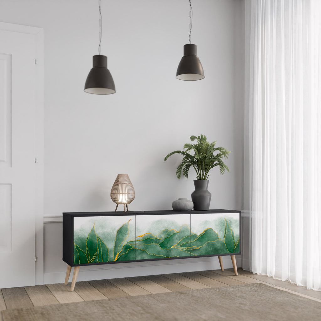 Meuble TV 3 portes EXPENSIVE NATURE en finition noire