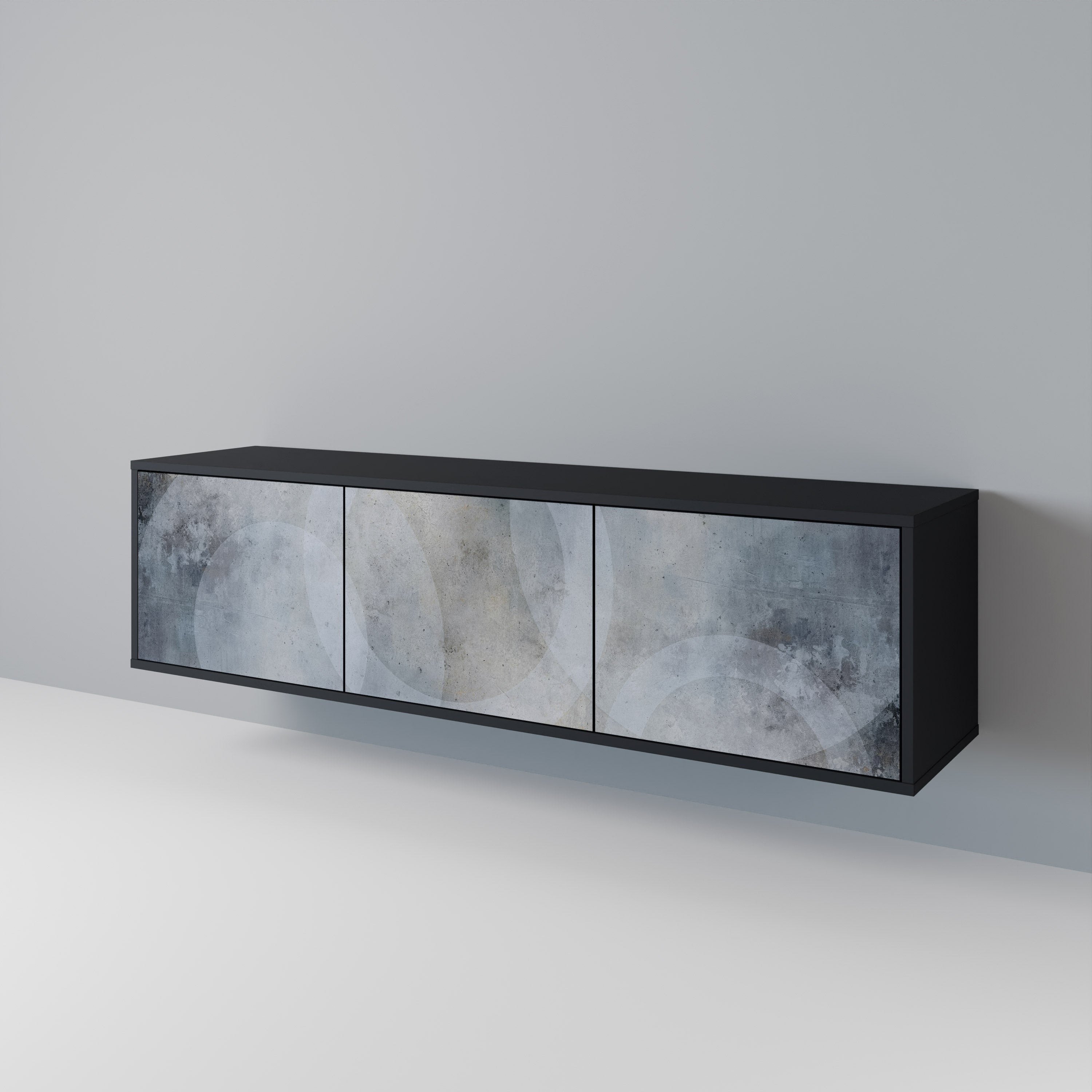 Meuble TV 3 portes MUTED ARC finition noire