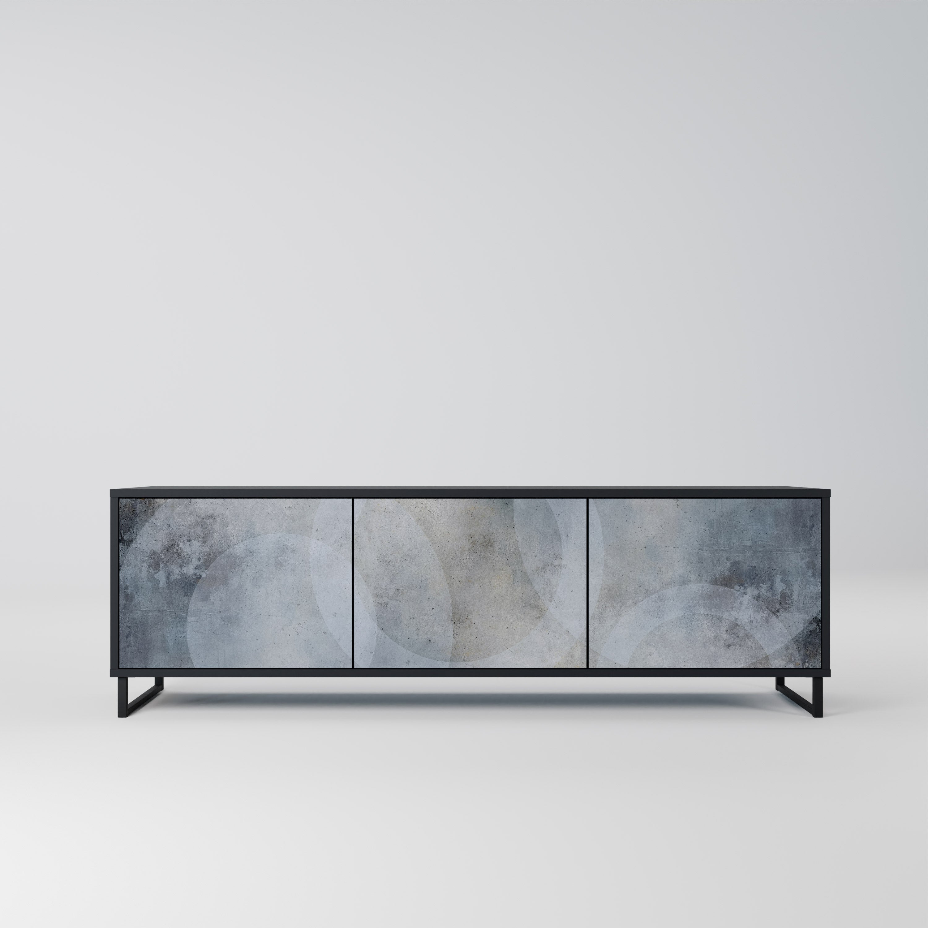 Meuble TV 3 portes MUTED ARC finition noire