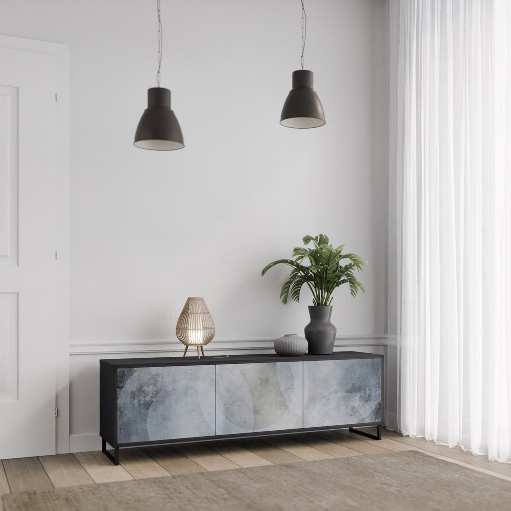 Meuble TV 3 portes MUTED ARC finition noire