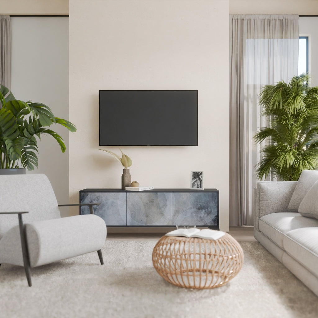 Meuble TV 3 portes MUTED ARC finition noire