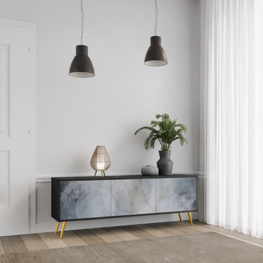 Meuble TV 3 portes MUTED ARC finition noire