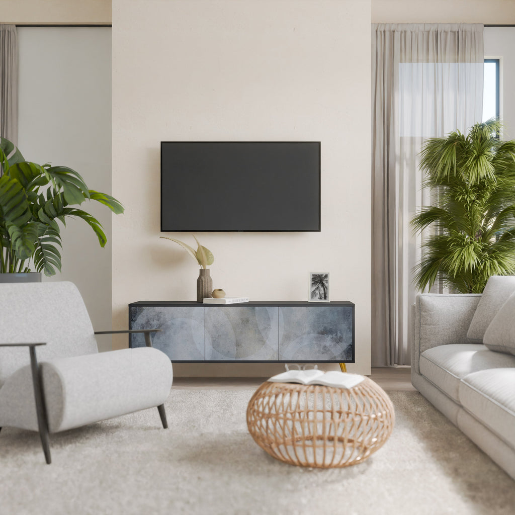 Meuble TV 3 portes MUTED ARC finition noire