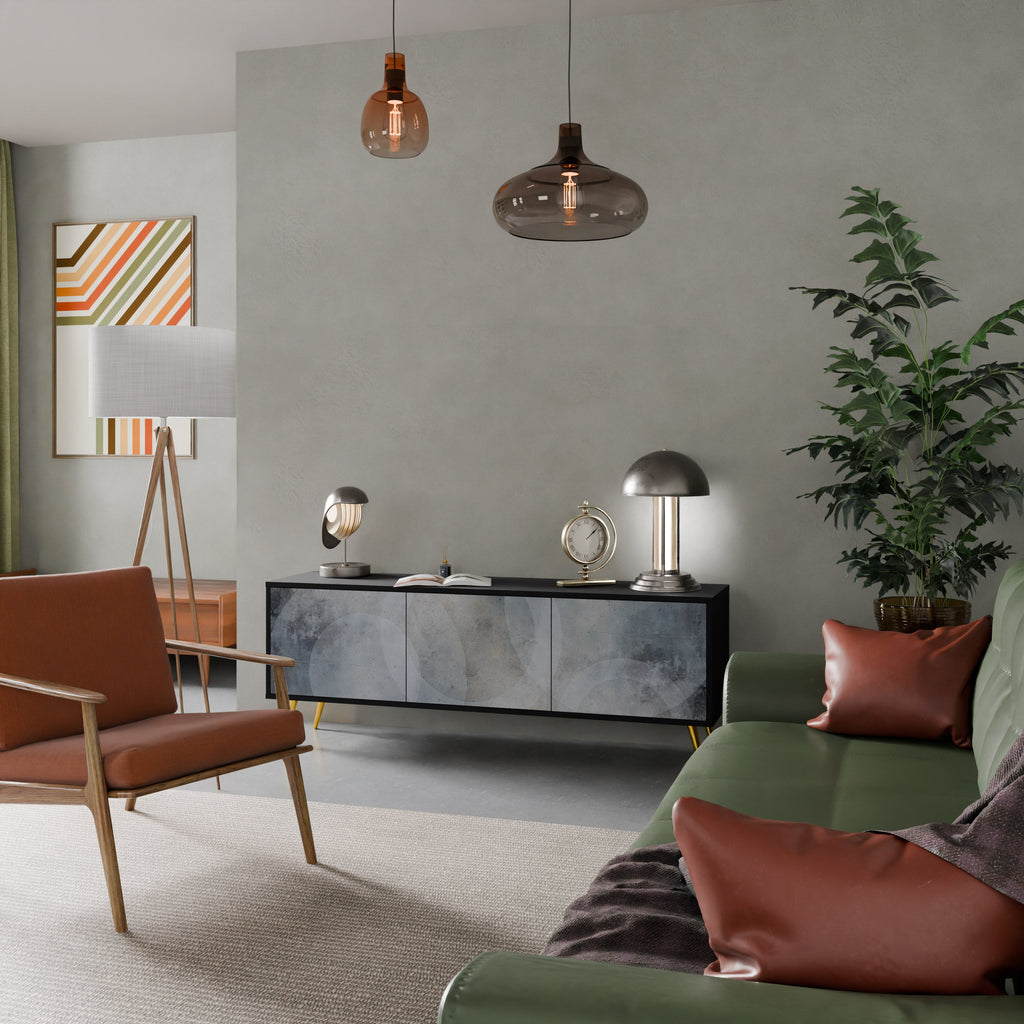 Meuble TV 3 portes MUTED ARC finition noire