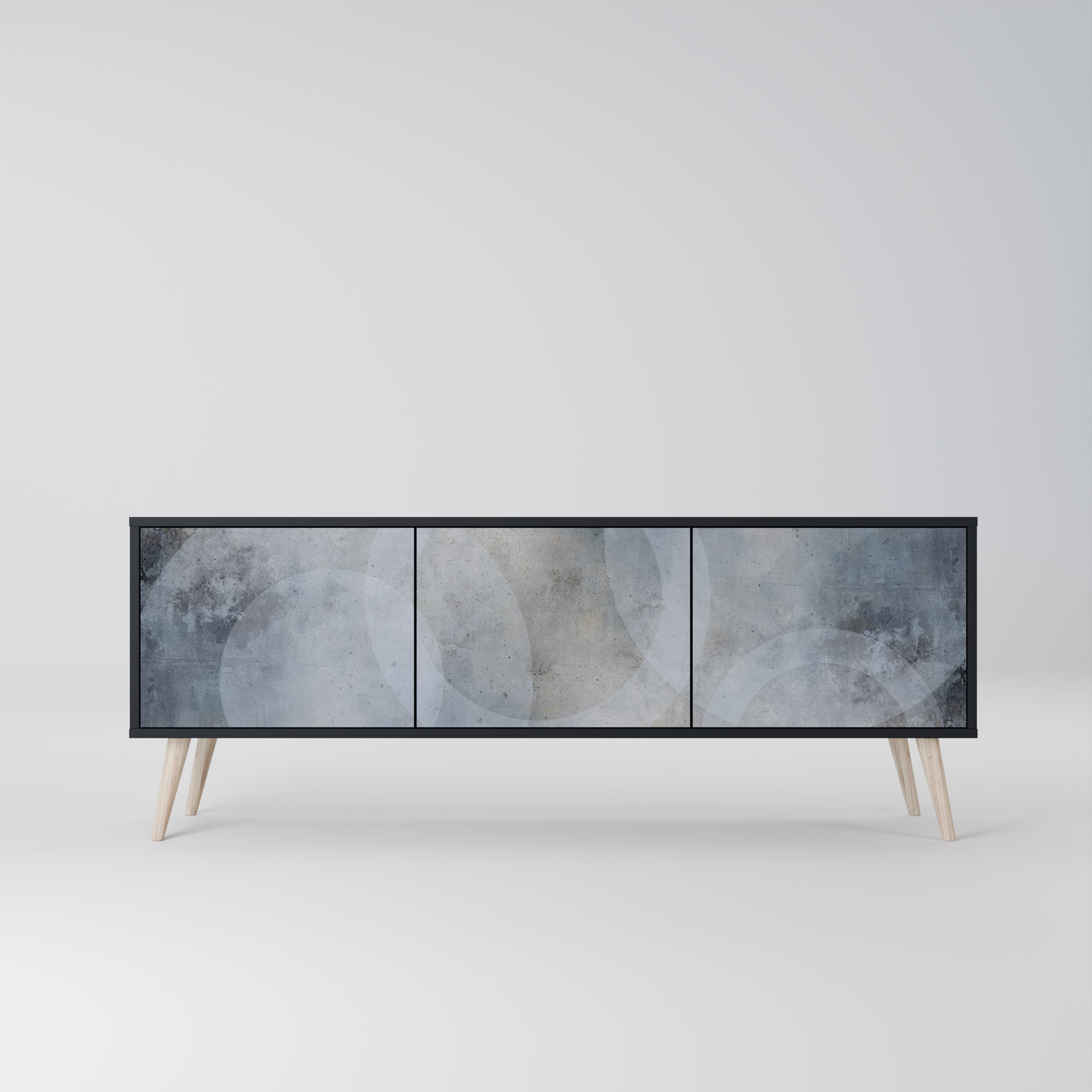 Meuble TV 3 portes MUTED ARC finition noire