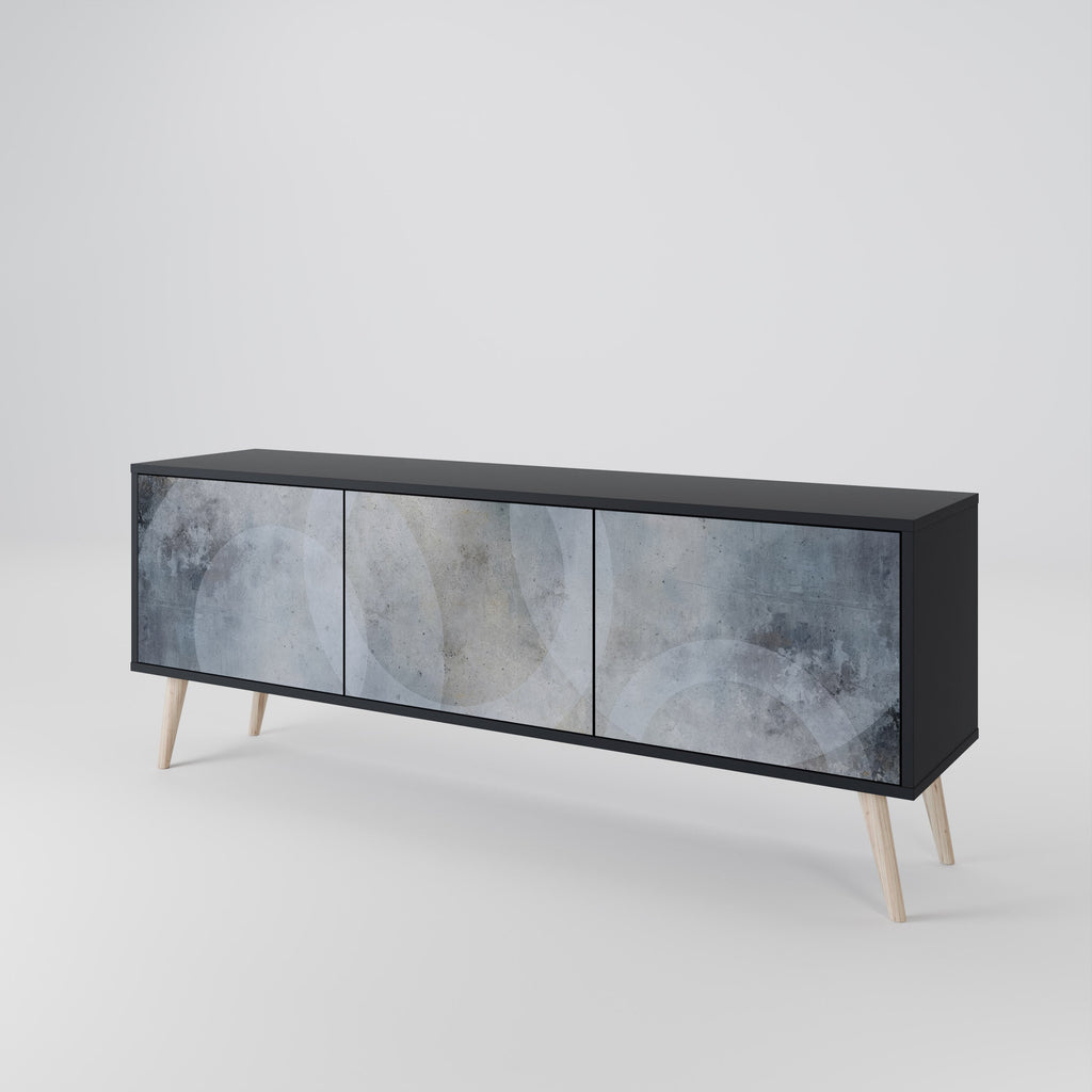 Meuble TV 3 portes MUTED ARC finition noire