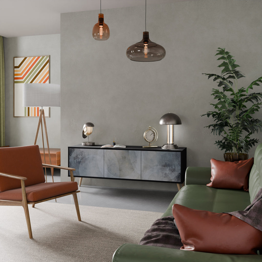 Meuble TV 3 portes MUTED ARC finition noire