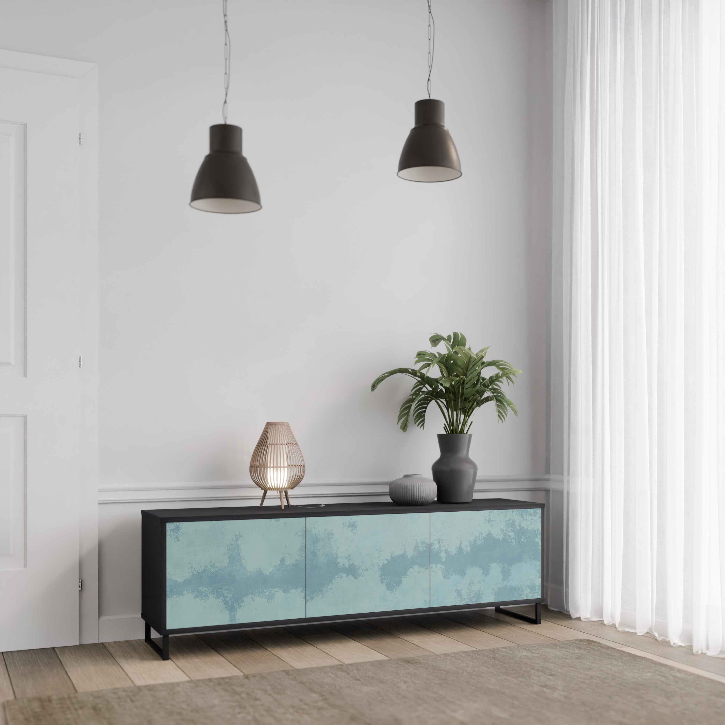 Meuble TV 3 portes SKY WASH finition noire