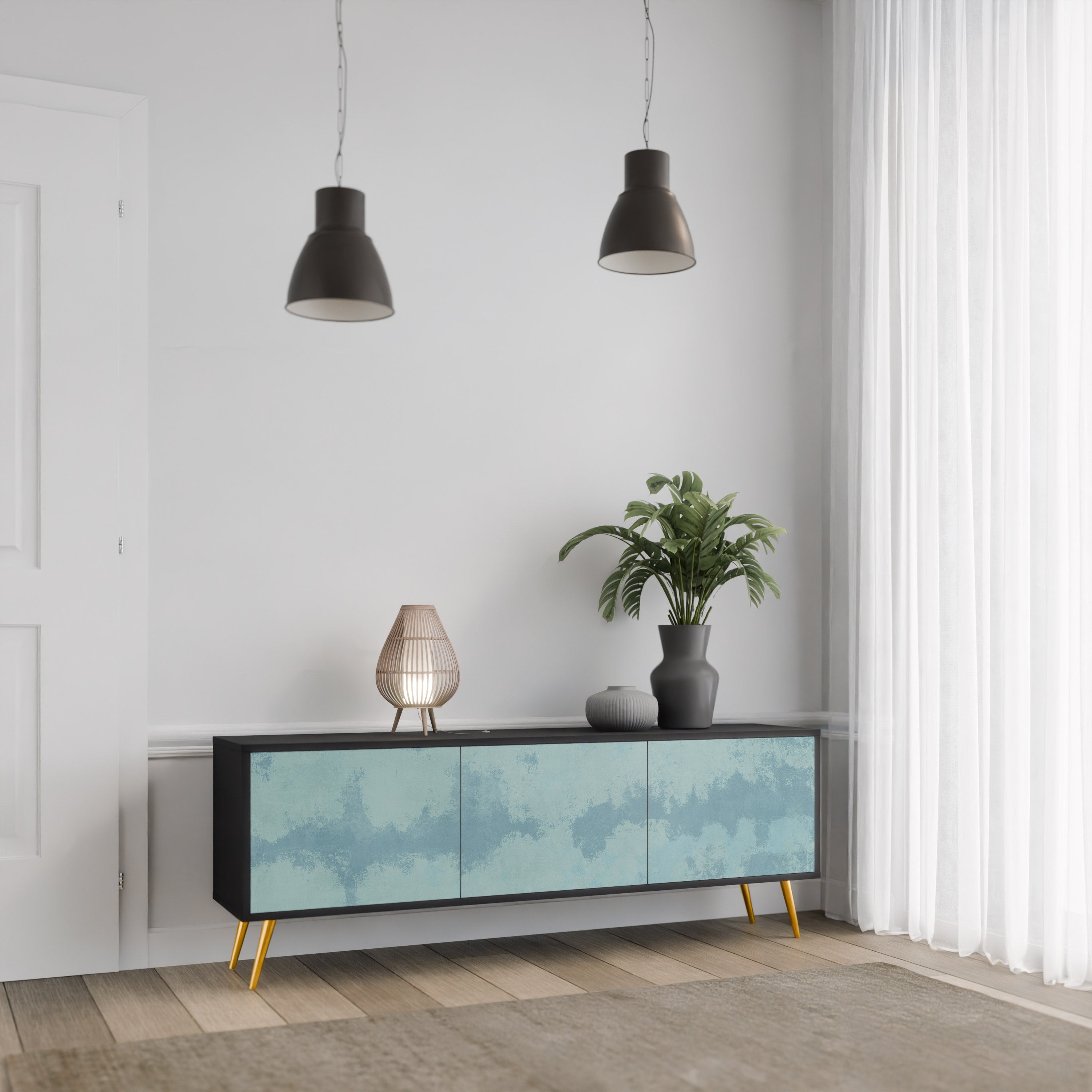 Meuble TV 3 portes SKY WASH finition noire