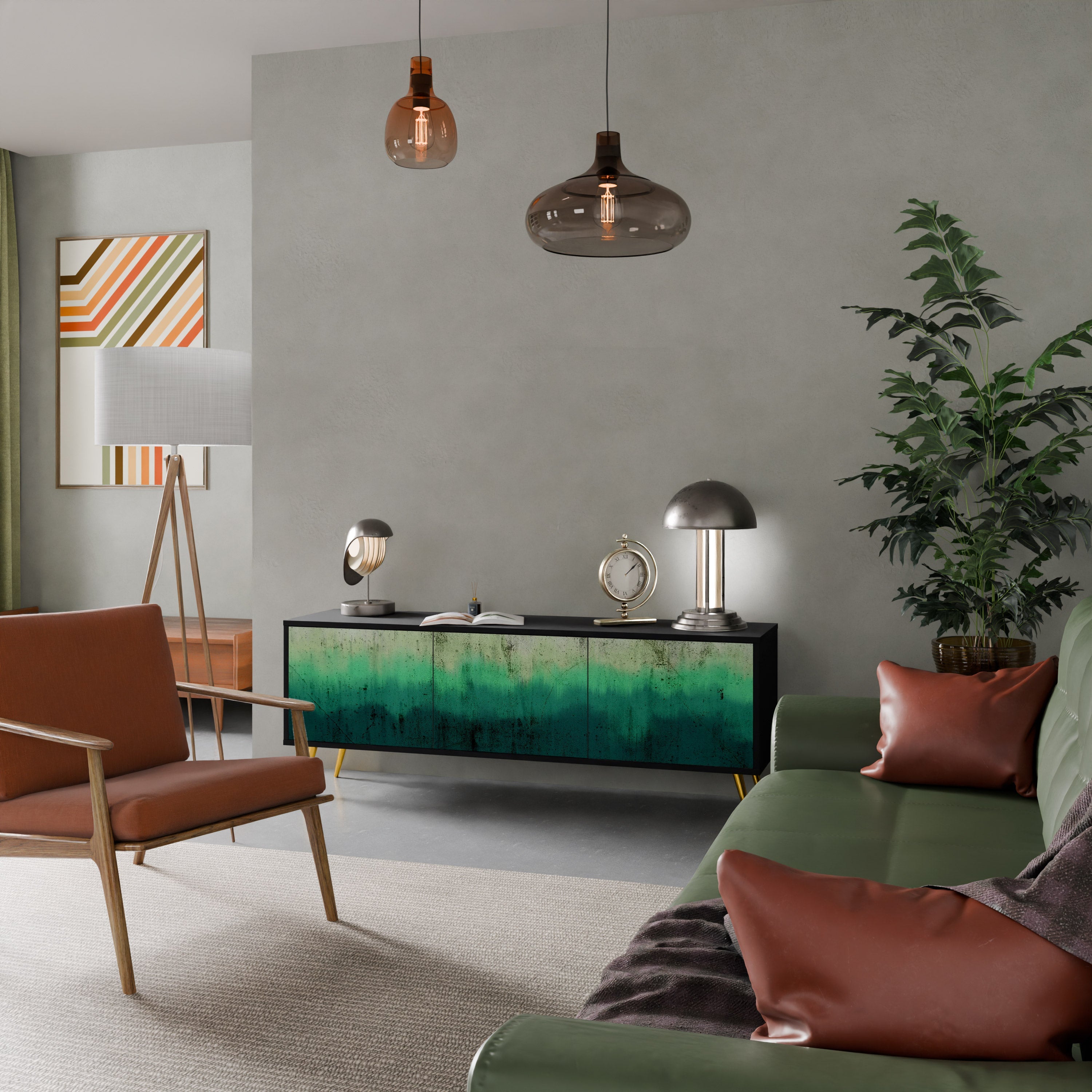 Meuble TV 3 portes NORTHERN LIGHTS finition noire