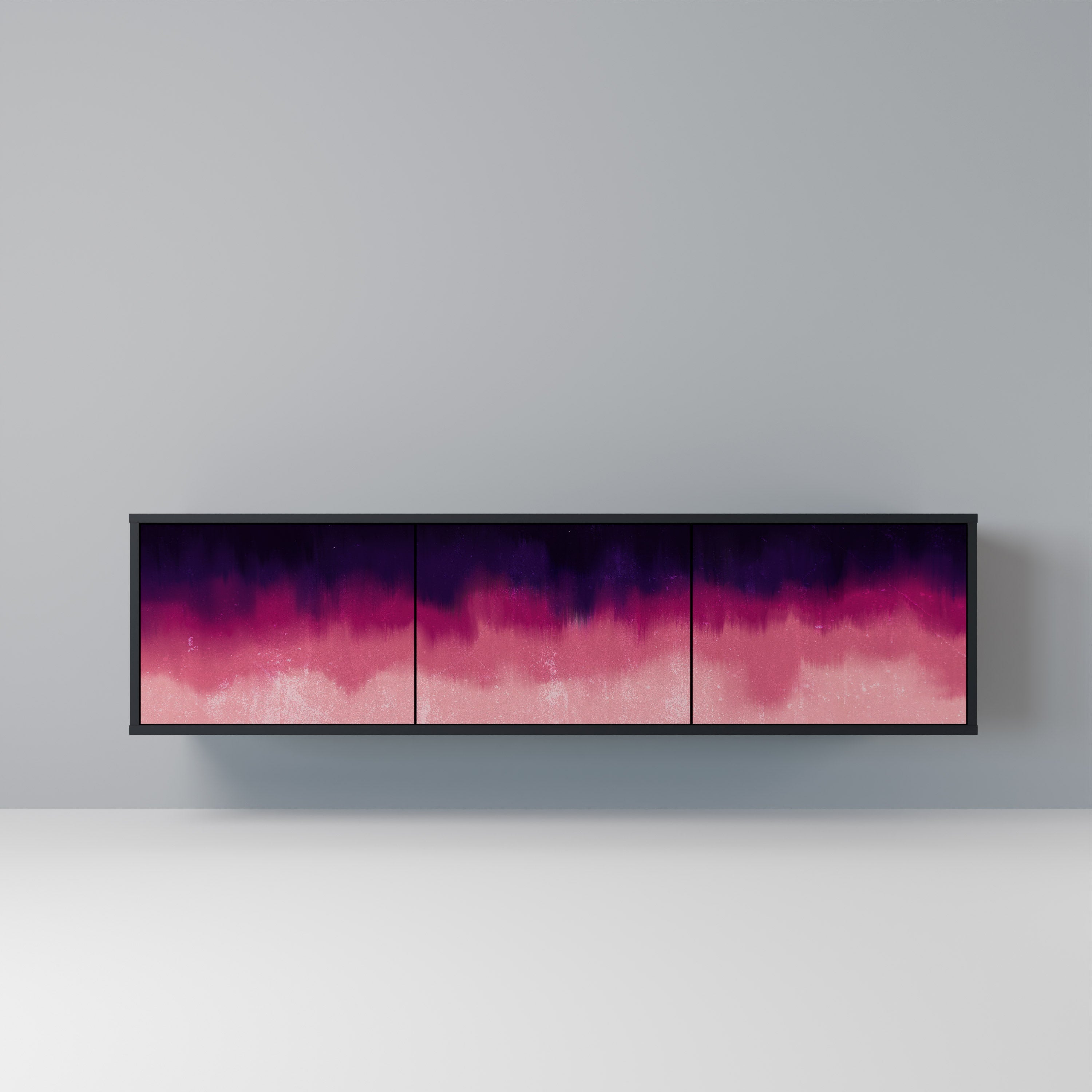 Meuble TV 3 portes AURORA BOREALIS finition noire