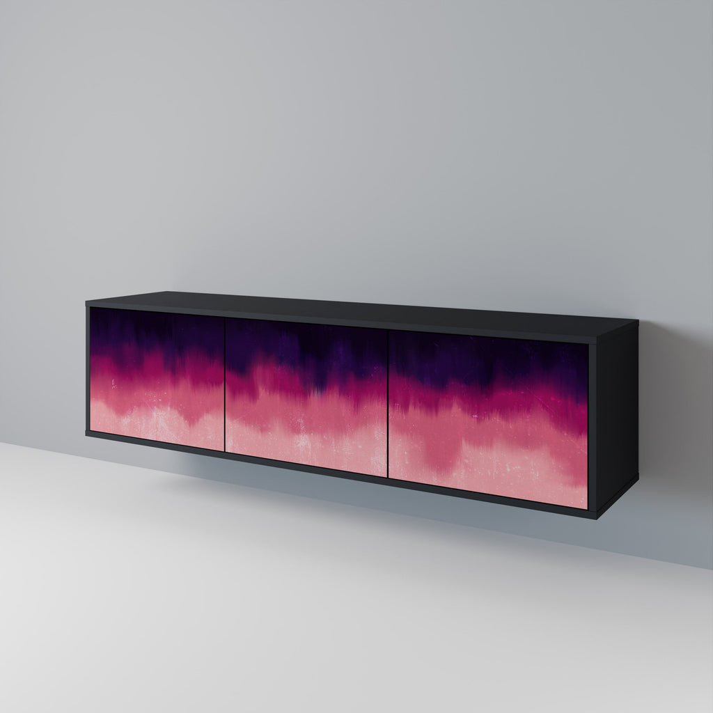 Meuble TV 3 portes AURORA BOREALIS finition noire