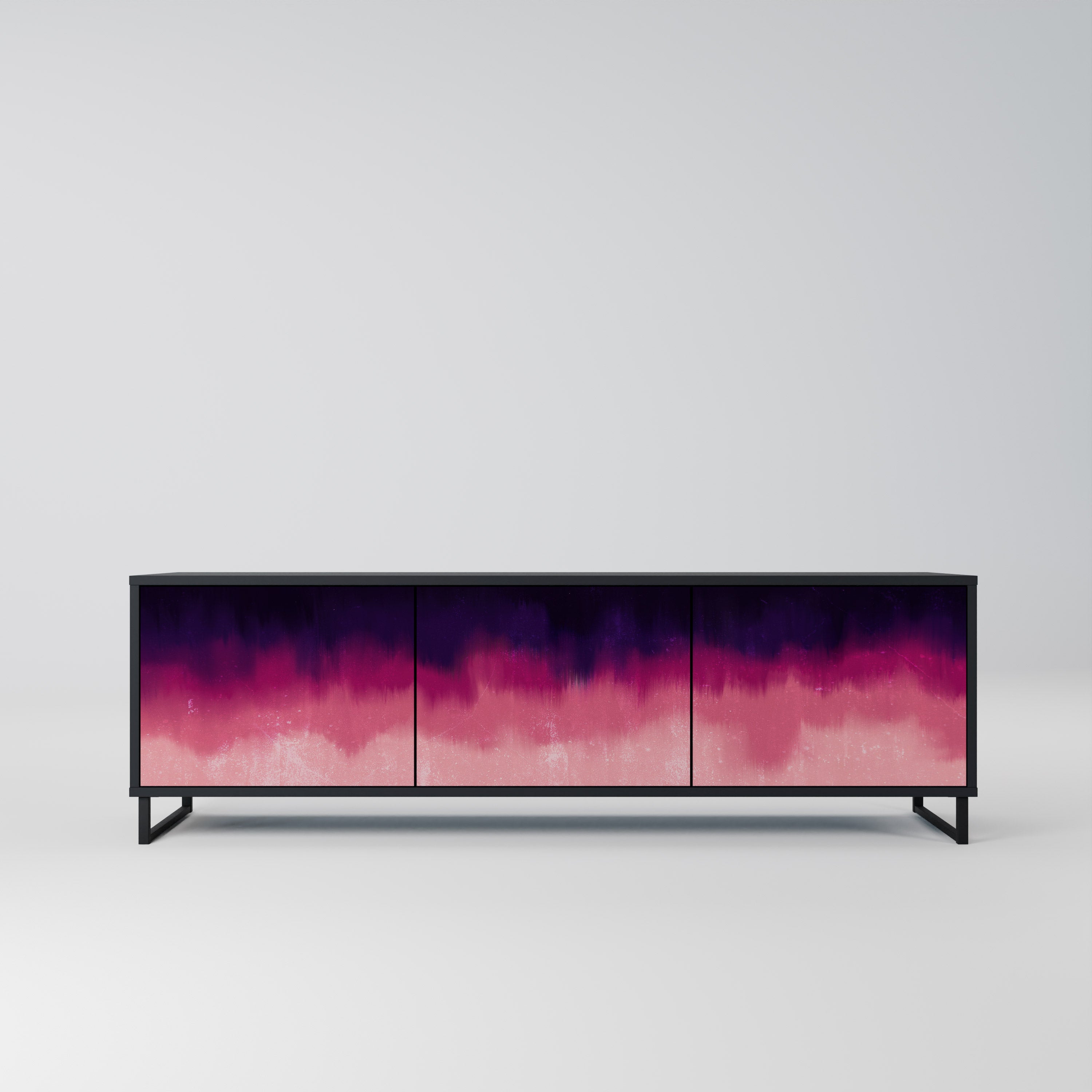 Meuble TV 3 portes AURORA BOREALIS finition noire