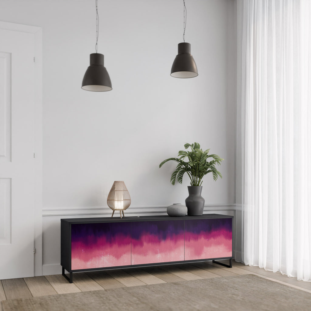 Meuble TV 3 portes AURORA BOREALIS finition noire