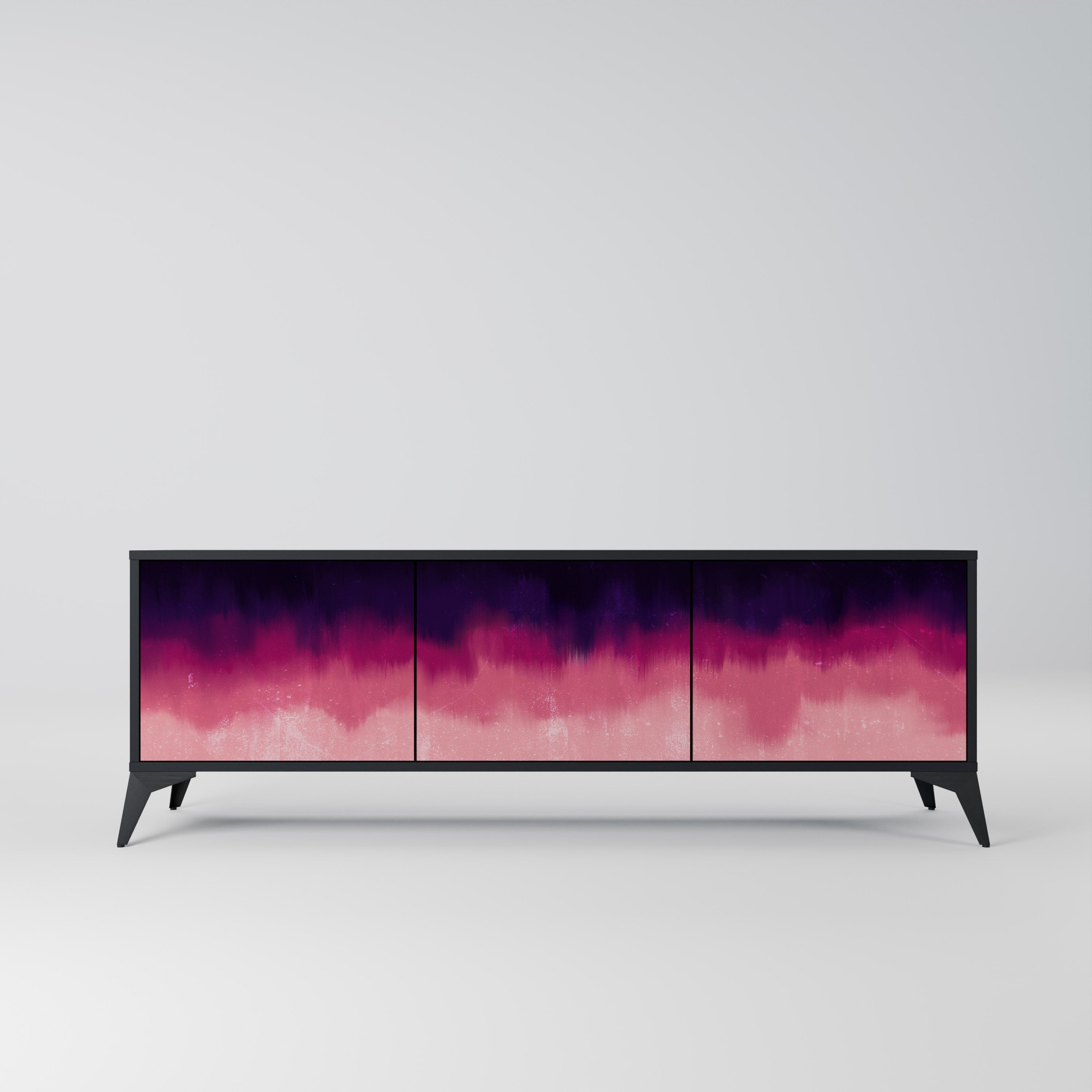 Meuble TV 3 portes AURORA BOREALIS finition noire