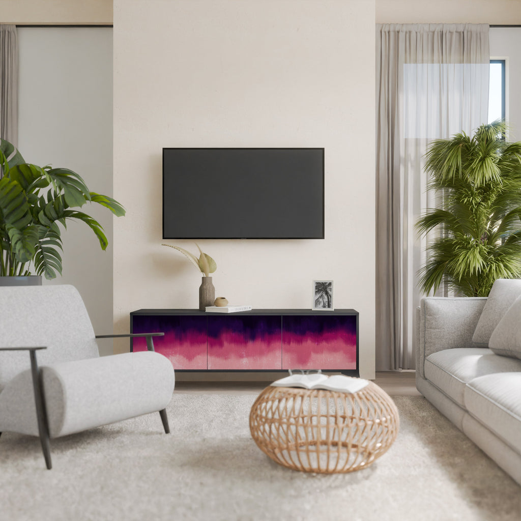 Meuble TV 3 portes AURORA BOREALIS finition noire