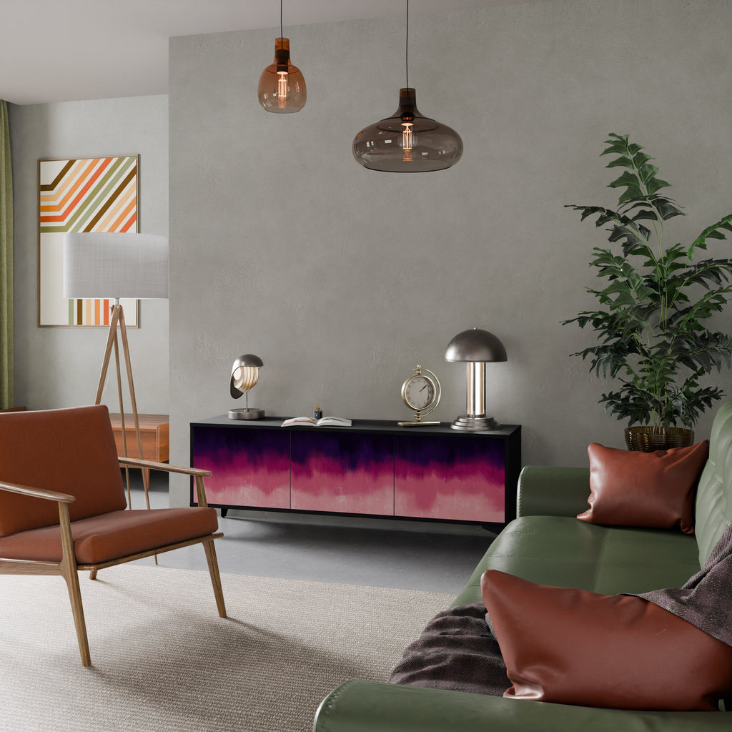 Meuble TV 3 portes AURORA BOREALIS finition noire