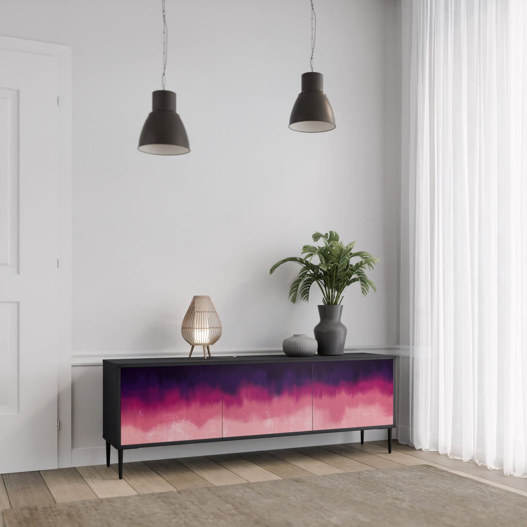 Meuble TV 3 portes AURORA BOREALIS finition noire