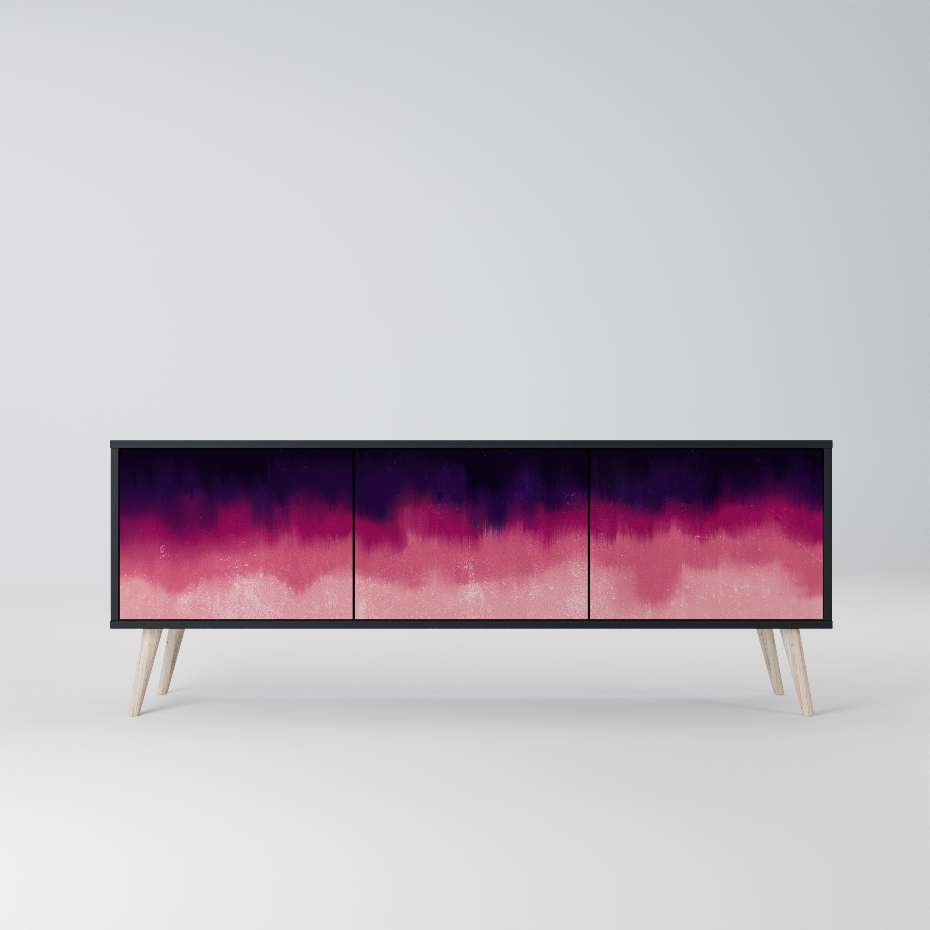 Meuble TV 3 portes AURORA BOREALIS finition noire