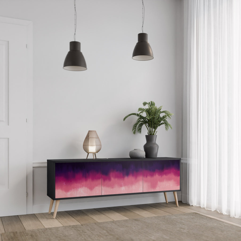 Meuble TV 3 portes AURORA BOREALIS finition noire