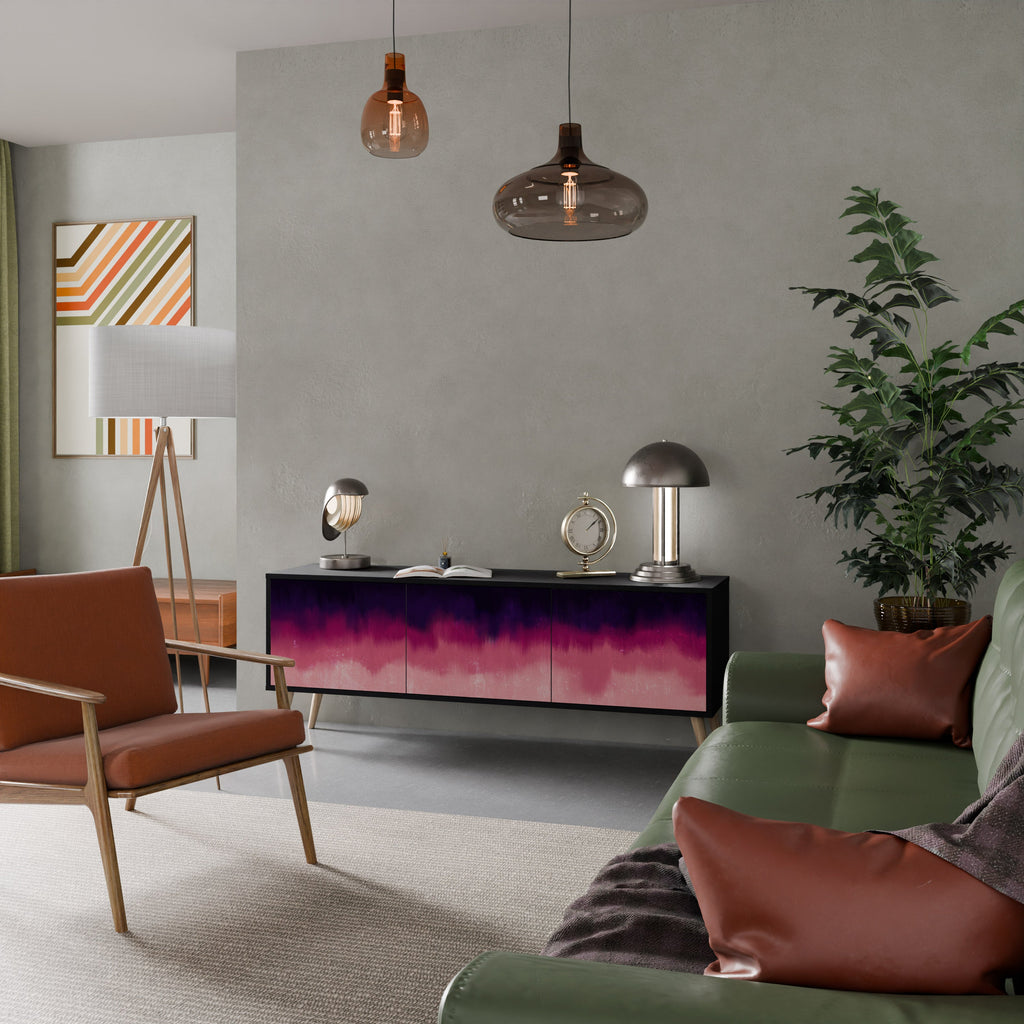 Meuble TV 3 portes AURORA BOREALIS finition noire