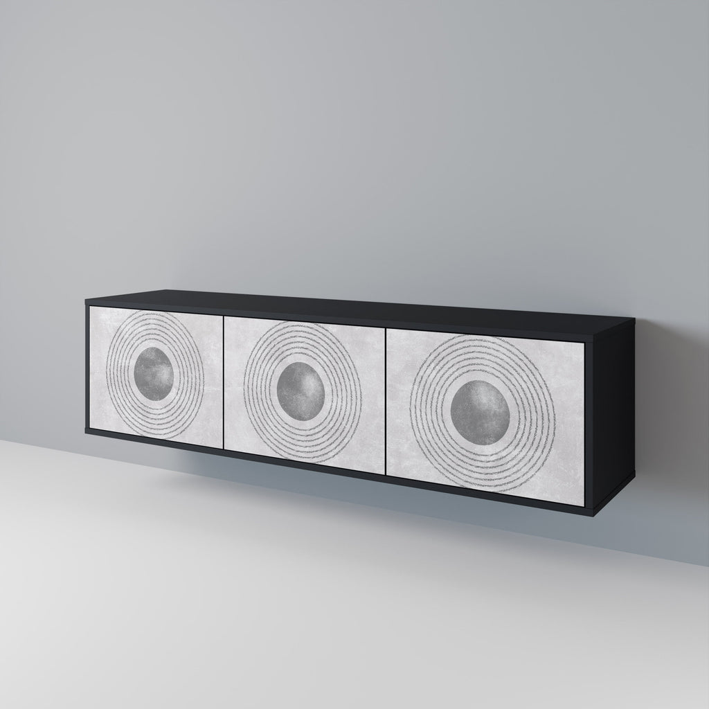 Meuble TV 3 portes SOLID CIRCLES finition noire