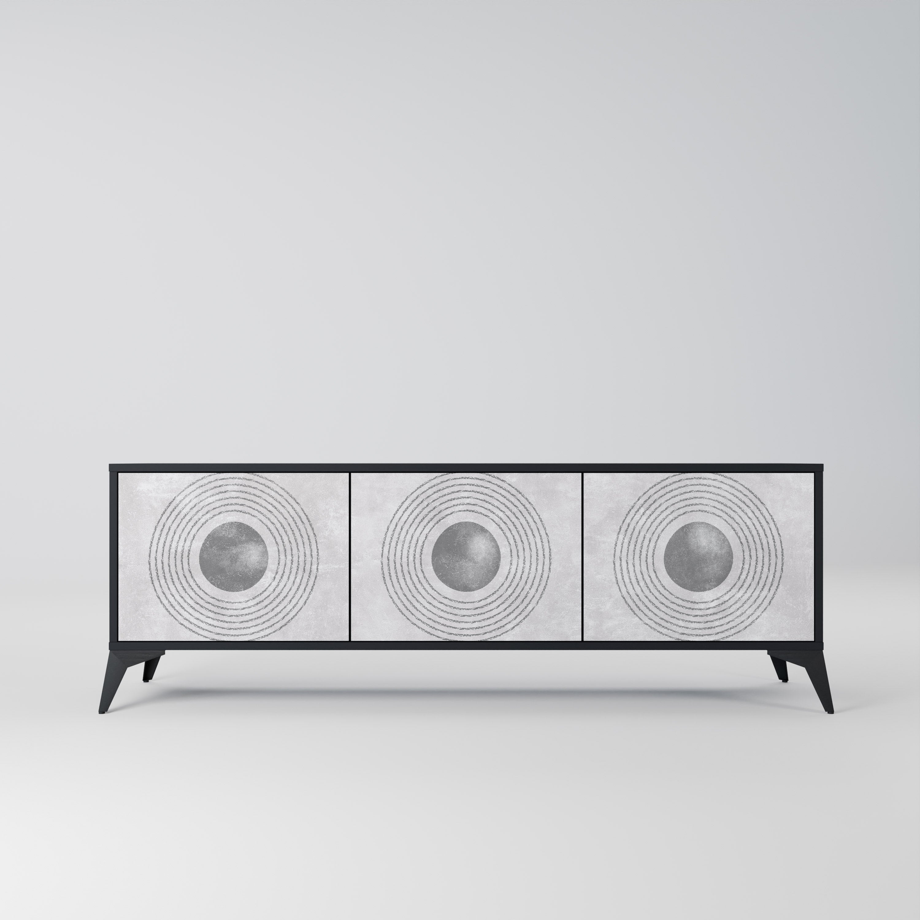 Meuble TV 3 portes SOLID CIRCLES finition noire