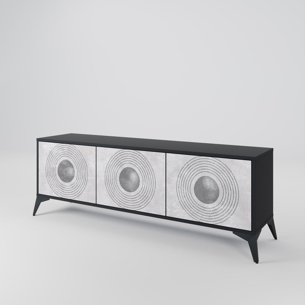 Meuble TV 3 portes SOLID CIRCLES finition noire