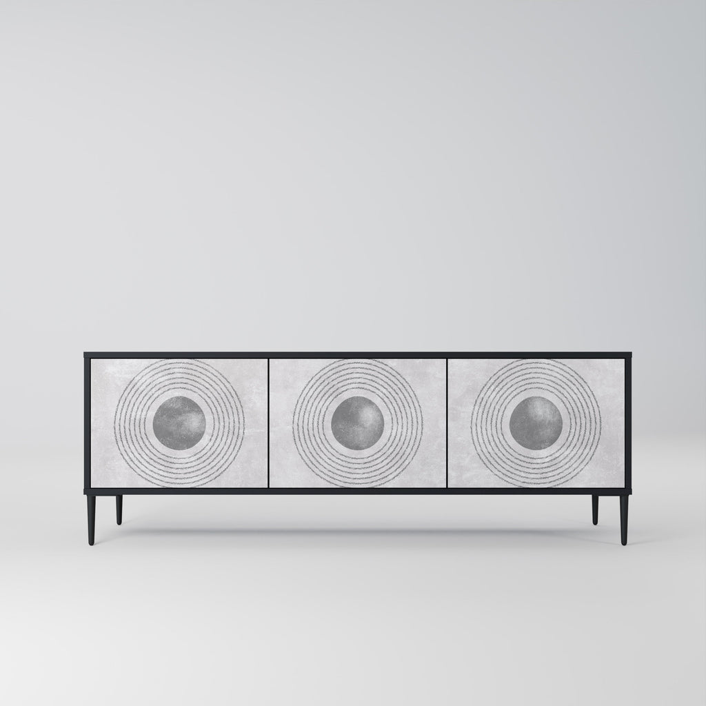 Meuble TV 3 portes SOLID CIRCLES finition noire