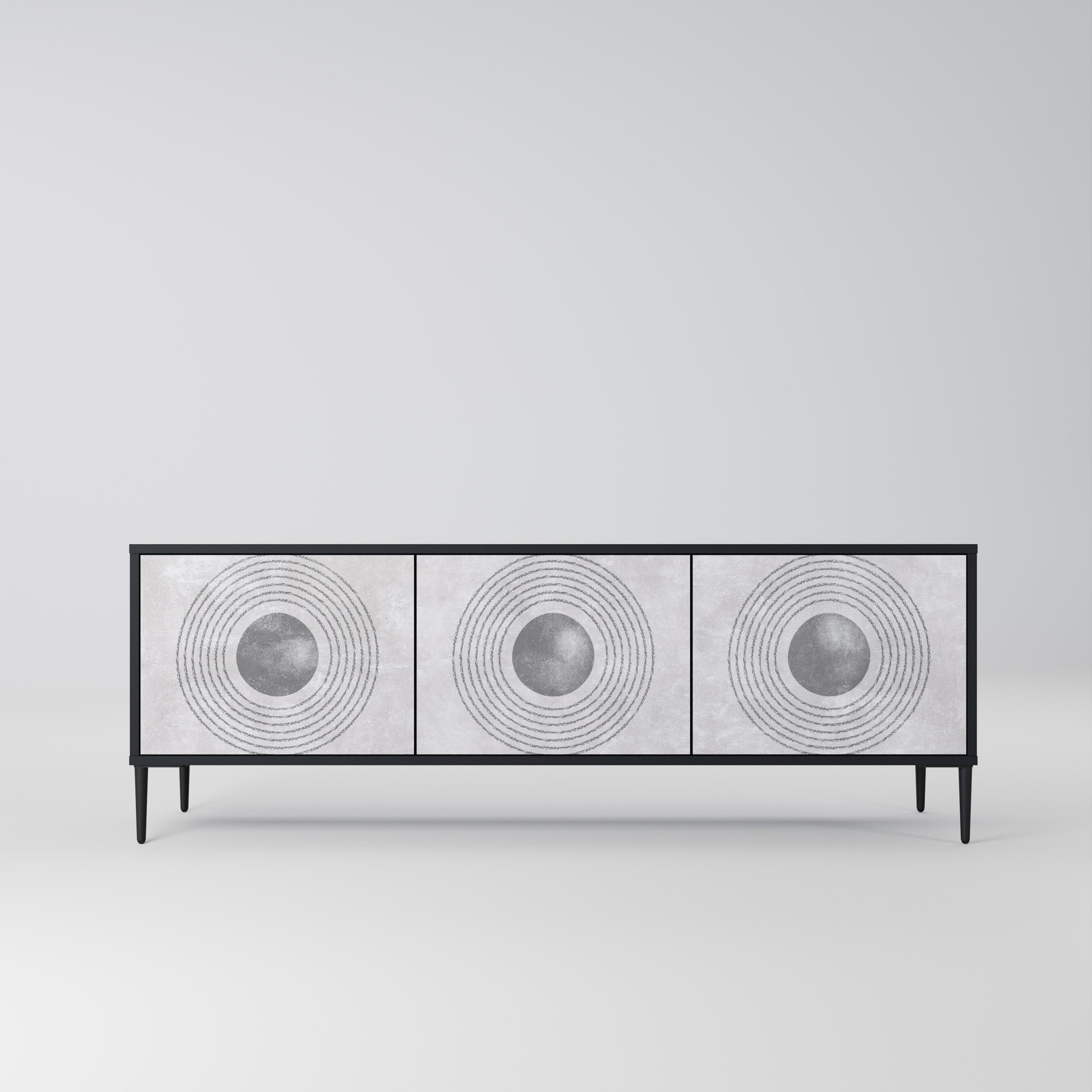 Meuble TV 3 portes SOLID CIRCLES finition noire