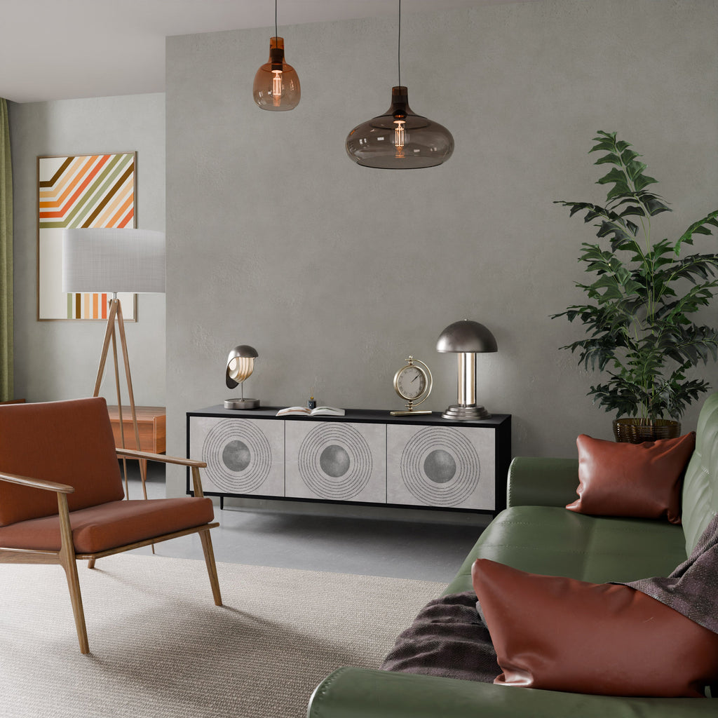 Meuble TV 3 portes SOLID CIRCLES finition noire