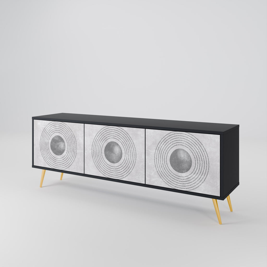 Meuble TV 3 portes SOLID CIRCLES finition noire