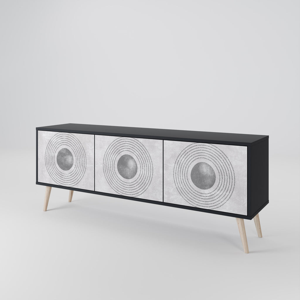 Meuble TV 3 portes SOLID CIRCLES finition noire