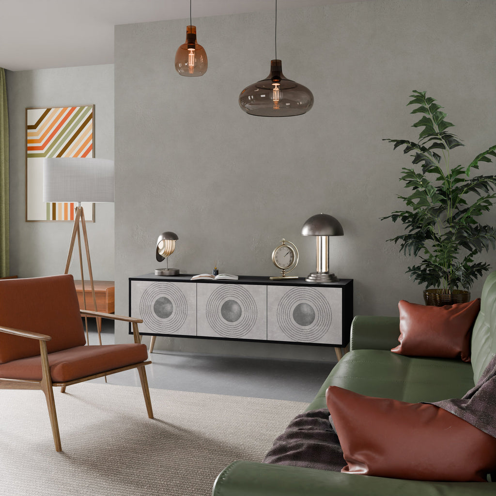 Meuble TV 3 portes SOLID CIRCLES finition noire