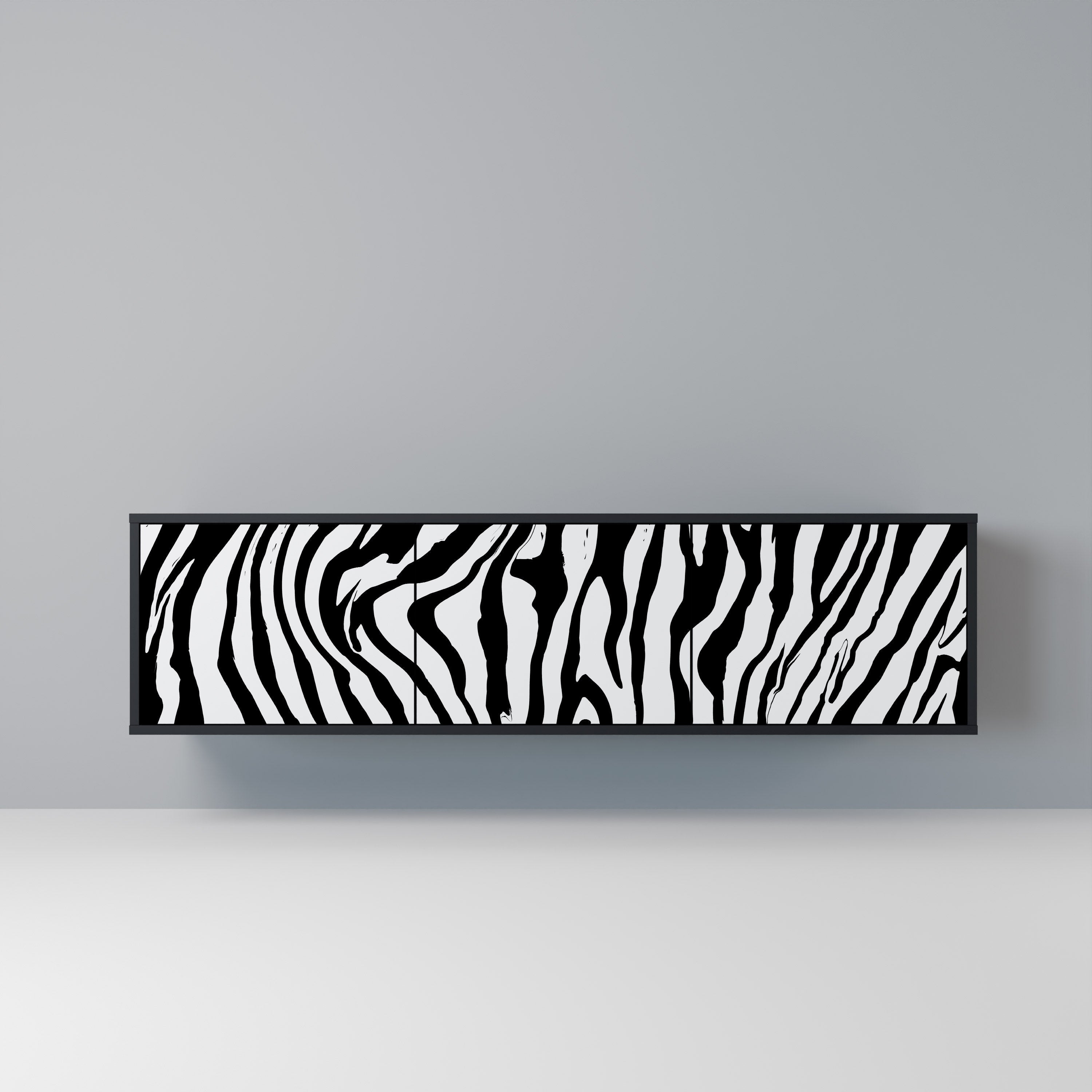 Meuble TV 3 portes SPLENDID ZEBRA finition noire