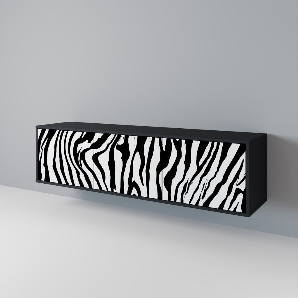 Meuble TV 3 portes SPLENDID ZEBRA finition noire