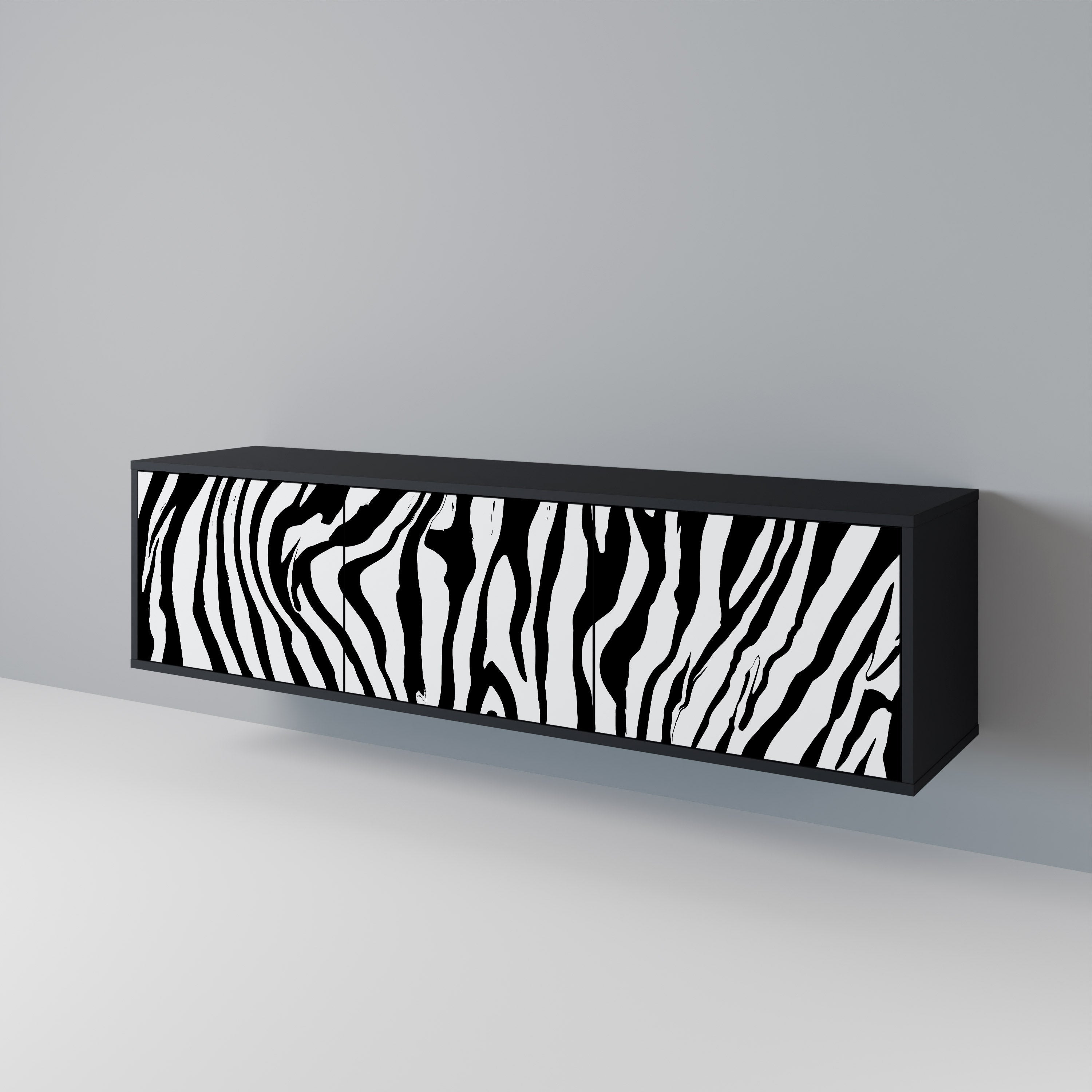 Meuble TV 3 portes SPLENDID ZEBRA finition noire