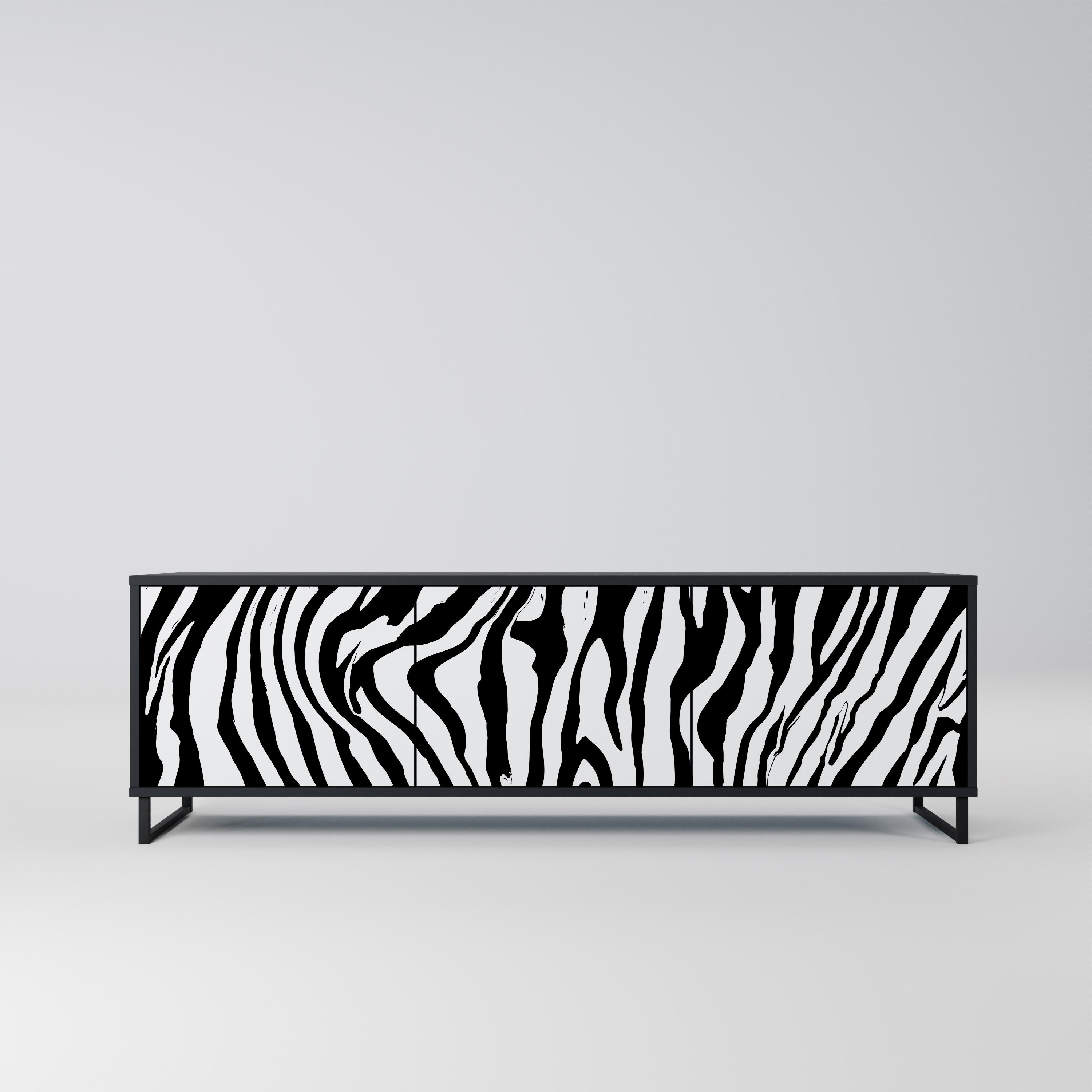 Meuble TV 3 portes SPLENDID ZEBRA finition noire