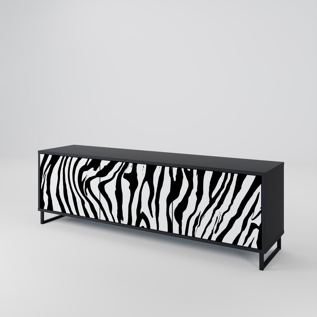 Meuble TV 3 portes SPLENDID ZEBRA finition noire