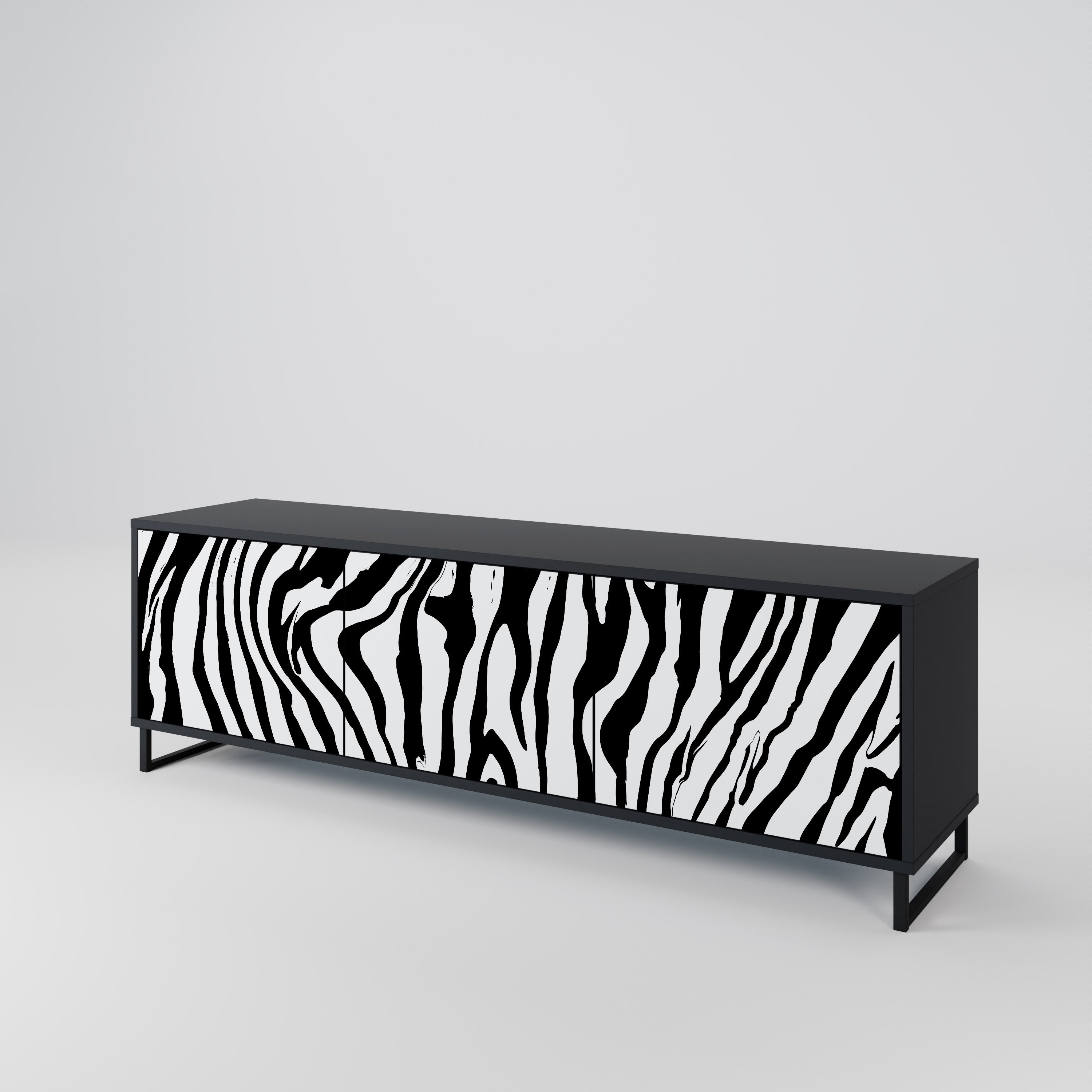 Meuble TV 3 portes SPLENDID ZEBRA finition noire