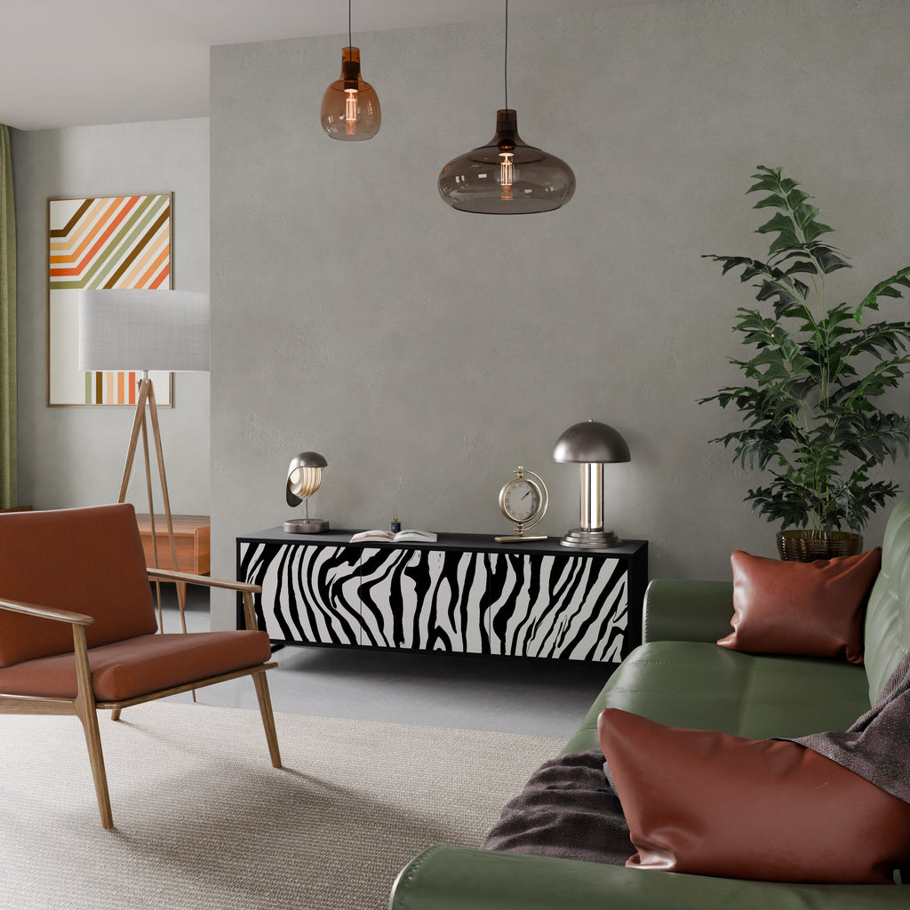 Meuble TV 3 portes SPLENDID ZEBRA finition noire