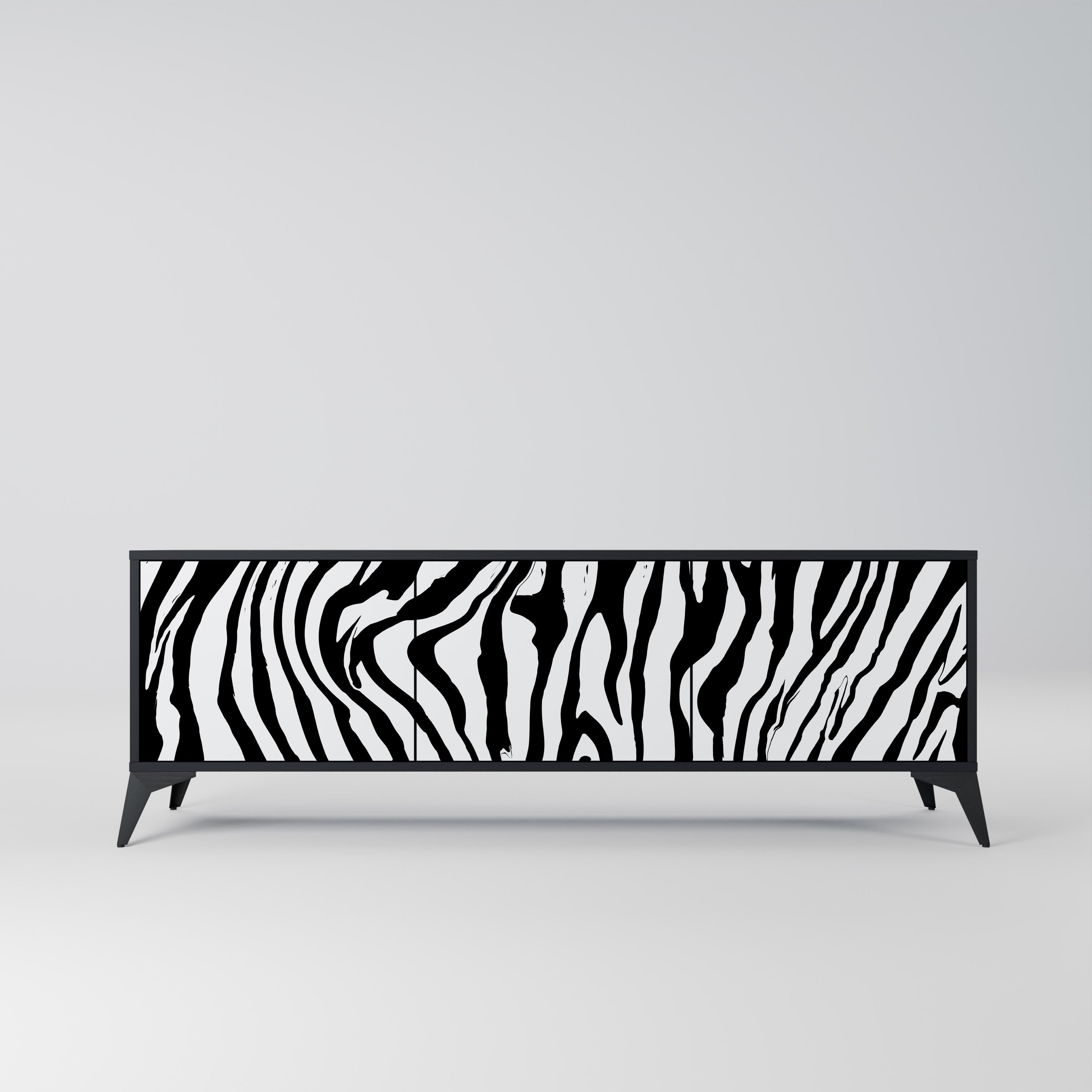 Meuble TV 3 portes SPLENDID ZEBRA finition noire