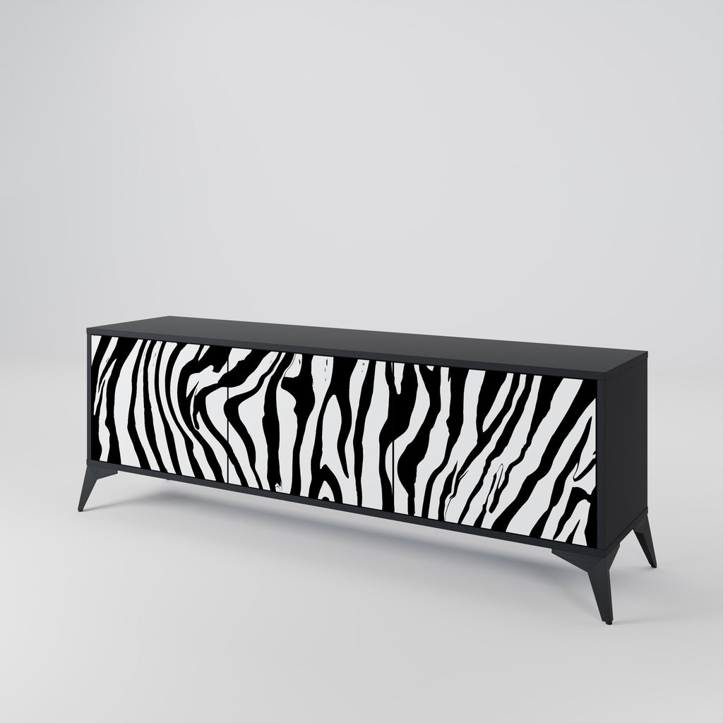 Meuble TV 3 portes SPLENDID ZEBRA finition noire