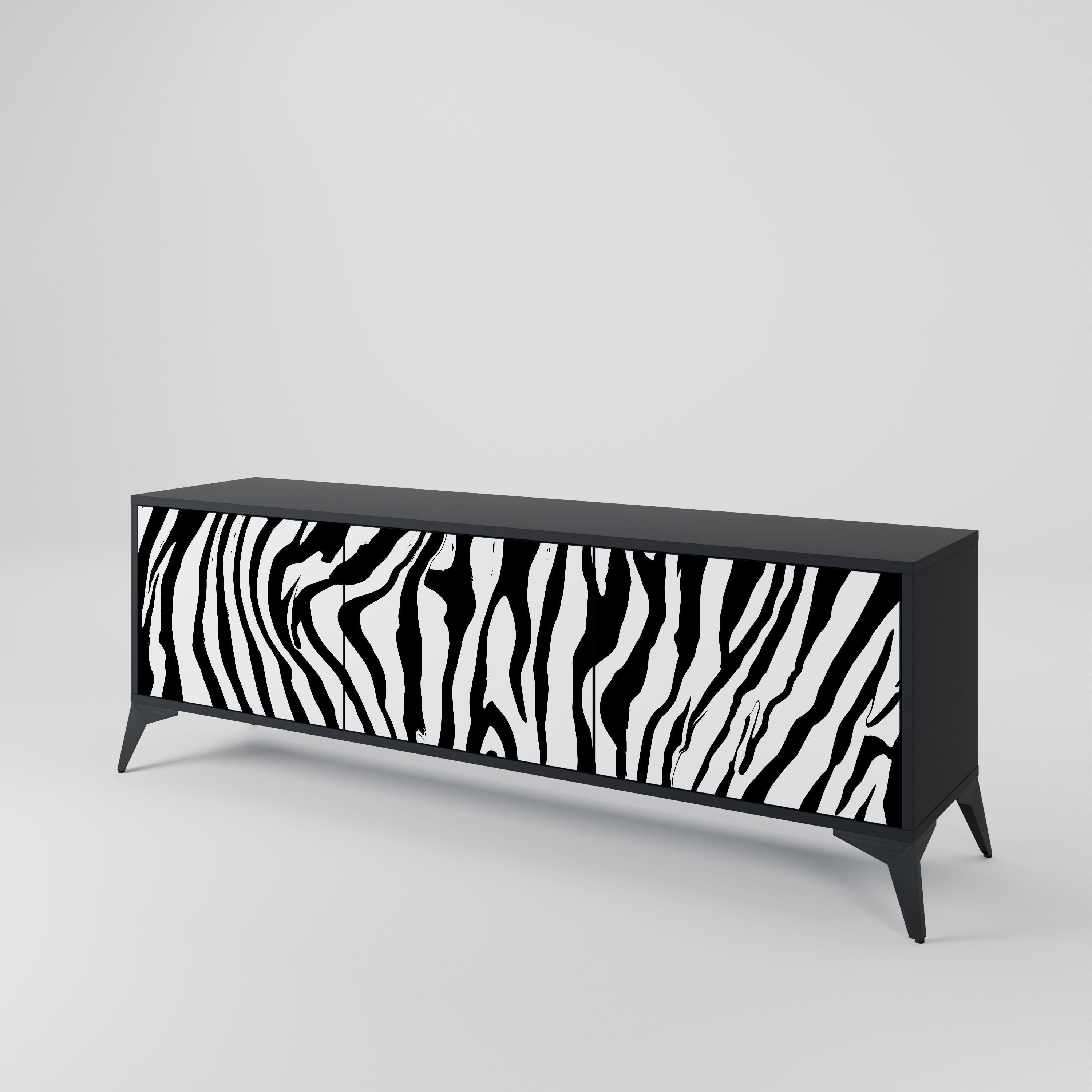 Meuble TV 3 portes SPLENDID ZEBRA finition noire
